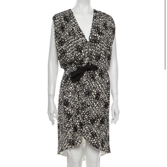 BALENCIAGA Size 40 abstract print SILK wrap DRESS - Picture 1 of 11
